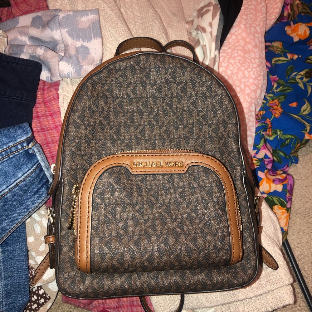 Michael Kors Signature Brown and Tan Backpack
